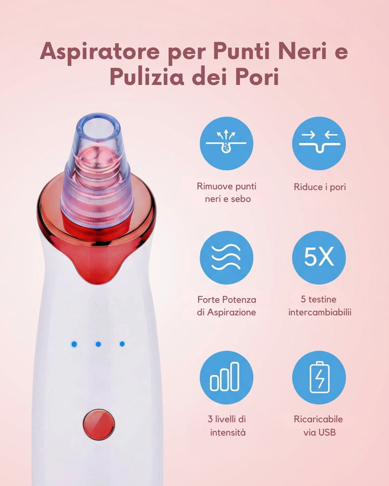 Aspiratore Professionale per Punti Neri 5 in 1